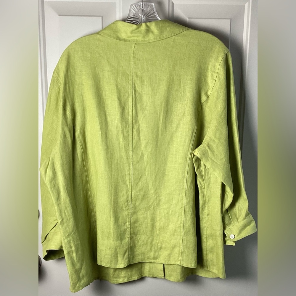 Talbots Lime Green pure Irish Linen Button-Front Shirt - Picture 4 of 5